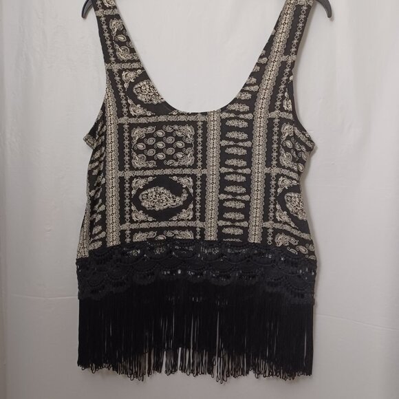 FOREVER 21 SLEEVELESS BOHO HIPPIE FRINGE TOP - Picture 8 of 10